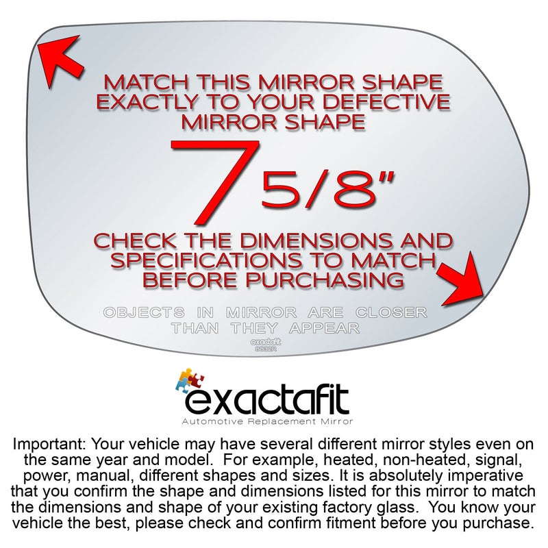 Rugged TUFF exactafit 8832R Passenger Side Mirror Glass Replacement Repair Compatible With 2012-2016 Honda CRV CR-V, 2016-2022 Honda HRV HR-V - Image 2